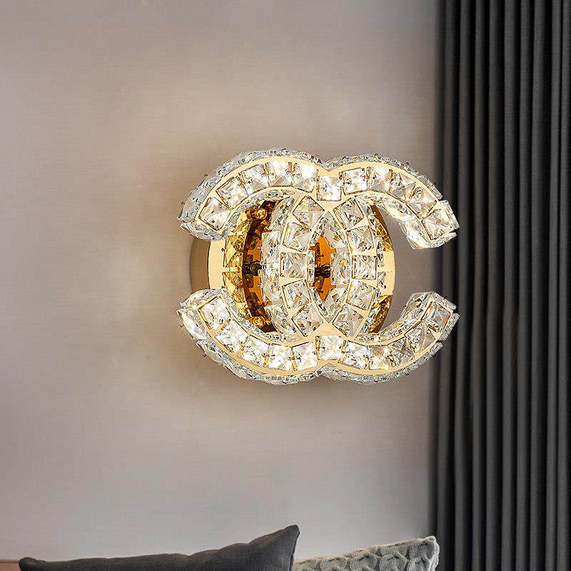 2024新款水晶LED水晶壁灯客厅电视背景墙创意现代轻奢过道床头灯