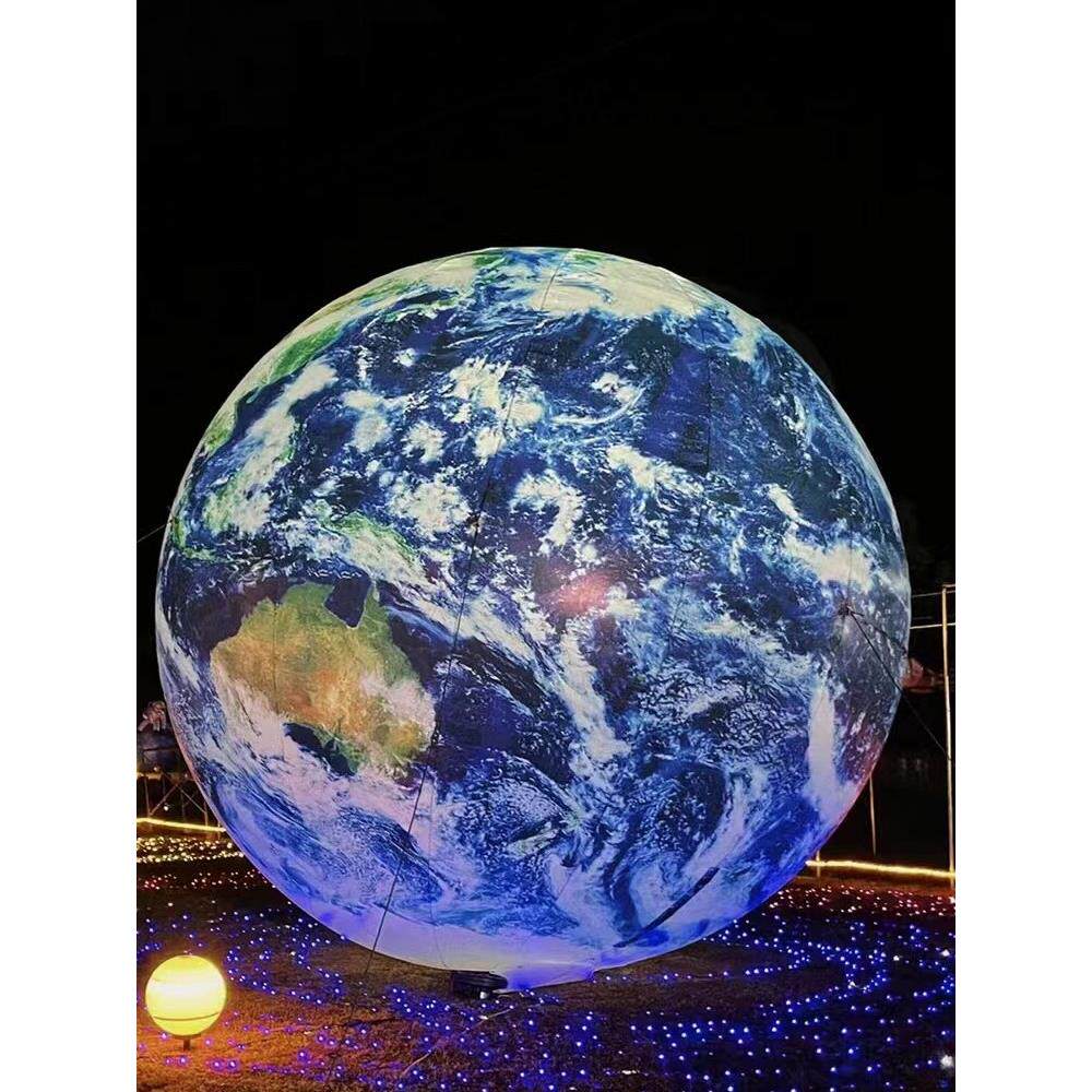 充气地球充气模型中秋节兔子充气模型发光星球定制商场展示发光月