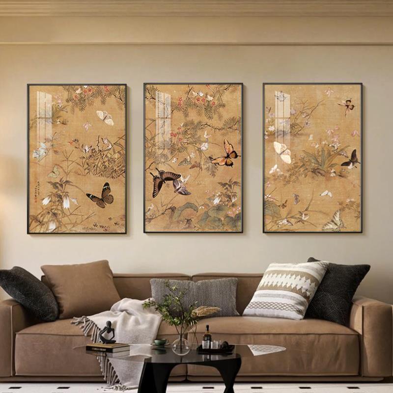 中古风客厅装饰画法式复古艺术沙发背景墙壁画高级感复式楼梯挂画图片