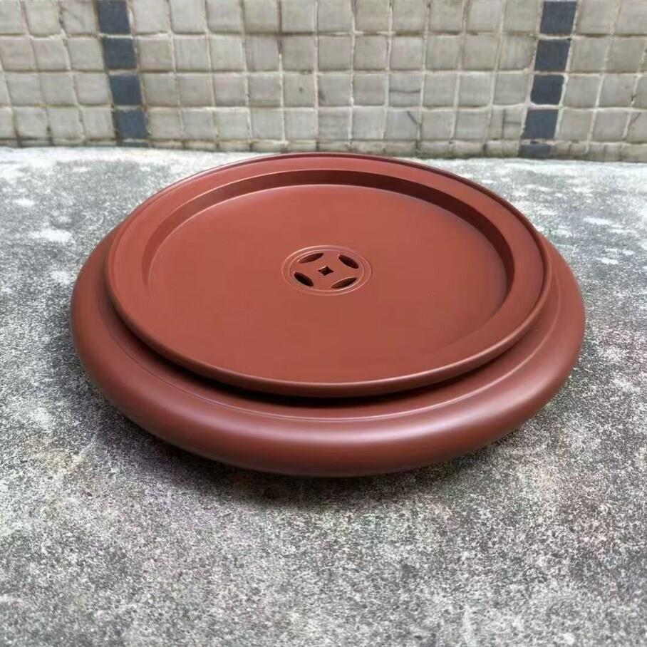 章金权潮州手拉茶盘10英寸潮州朱泥茶盘紫砂茶船茶台干泡台