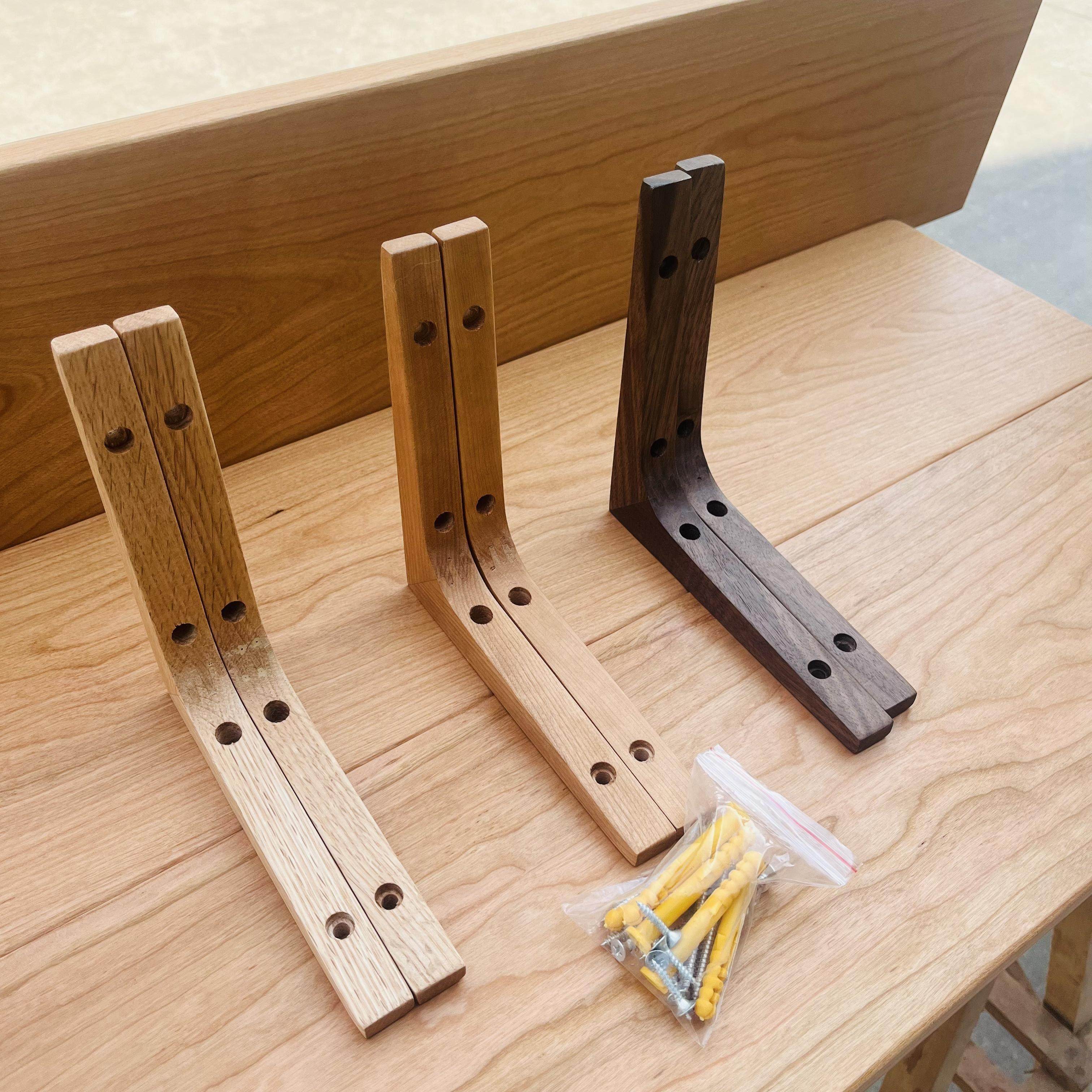 樱桃红橡黑胡桃木实木一字隔板置物支撑墙上层板托三角木支架定制