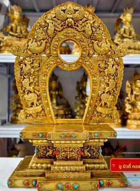藏传佛像法座10寸佛像金刚底座密宗纯铜鎏金56cm高铜像佛台镶宝石