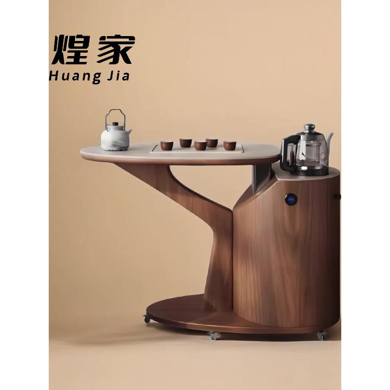 新中式新款家用岩板泡茶桌高级感阳台轻奢小户型可移动茶台茶车