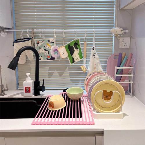 多巴胺碗架家用2024新款碗碟架收纳盘子餐具收纳架多功能锅盖架子