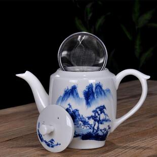 800ml大容量带过滤网青花瓷茶壶家用中式花茶单壶功夫茶具泡茶壶