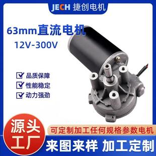 蜗轮蜗杆减速电机 63直流微电机马达电器设备电动电机12V升降涡轮