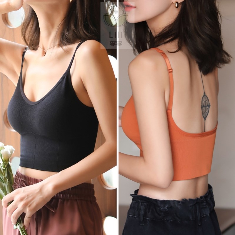 吊带背心女内搭美背内衣遮副乳外穿黑色u型短款运动打底上衣春夏