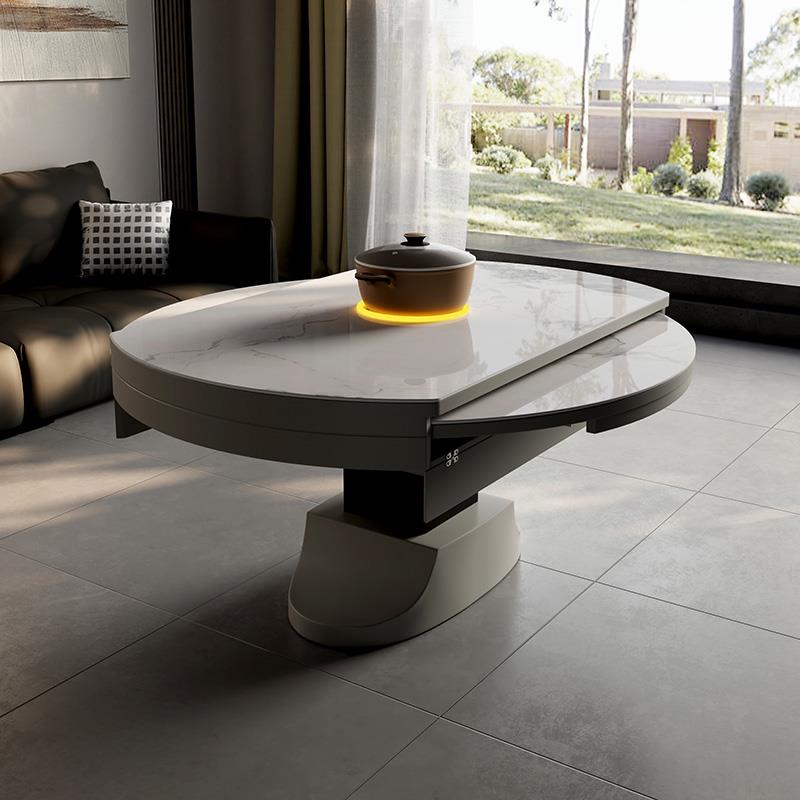 轻奢电动升降茶几变餐桌方圆两用客厅小户型多功能折叠二合一茶几