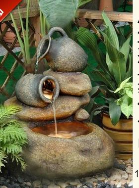 户外庭院流水摆件太阳能假山喷泉景观养鱼缸鱼池阳台花园装饰造景