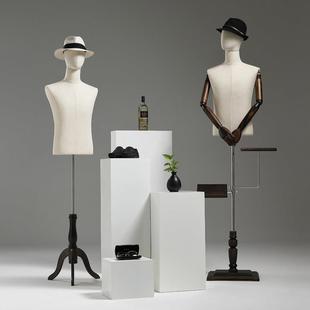 带头模特道具男半身假人台服装店橱窗陈列展示架男装店全身模特架
