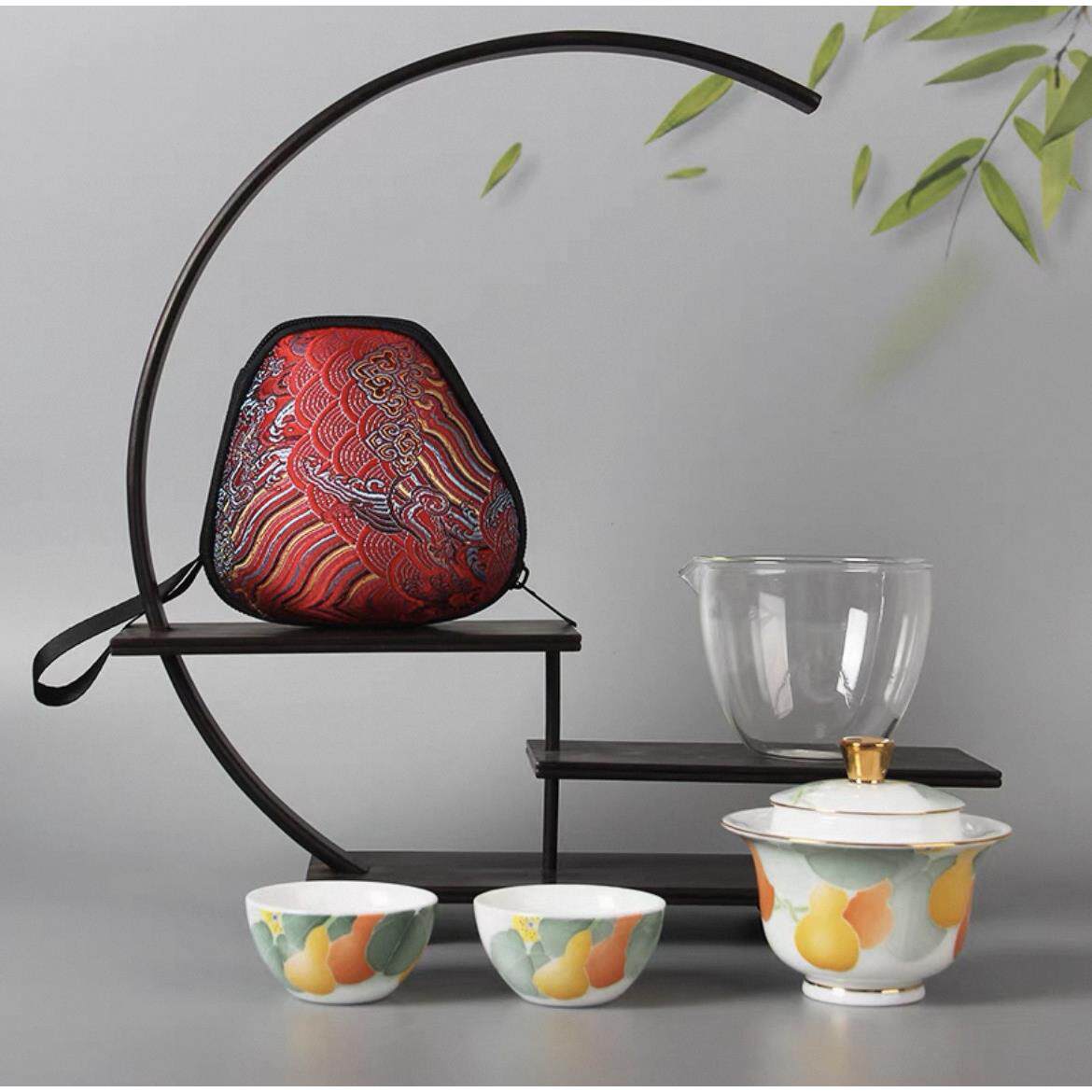 醴陵釉下彩瓷手绘高温烧制茶杯功夫茶具品茗杯中式可携式旅行套组