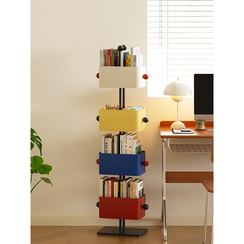 彩色方盒书架落地儿童客厅沙发边几家用置物架转角储物柜卧室杂志
