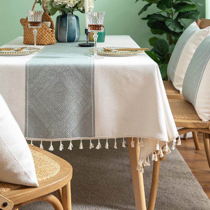 北欧ins风简约现代餐桌布高级感饭厅客厅茶几防尘盖布提花台布