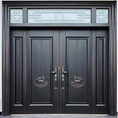 别墅大门双开门农村自建房大门锌合金大门乡村家用进户门彷铜门