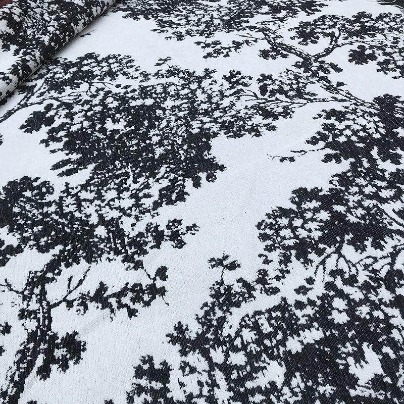 2.8米法式复古黑白大提花雪尼尔布料沙发面料抱枕桌布窗帘沙发巾