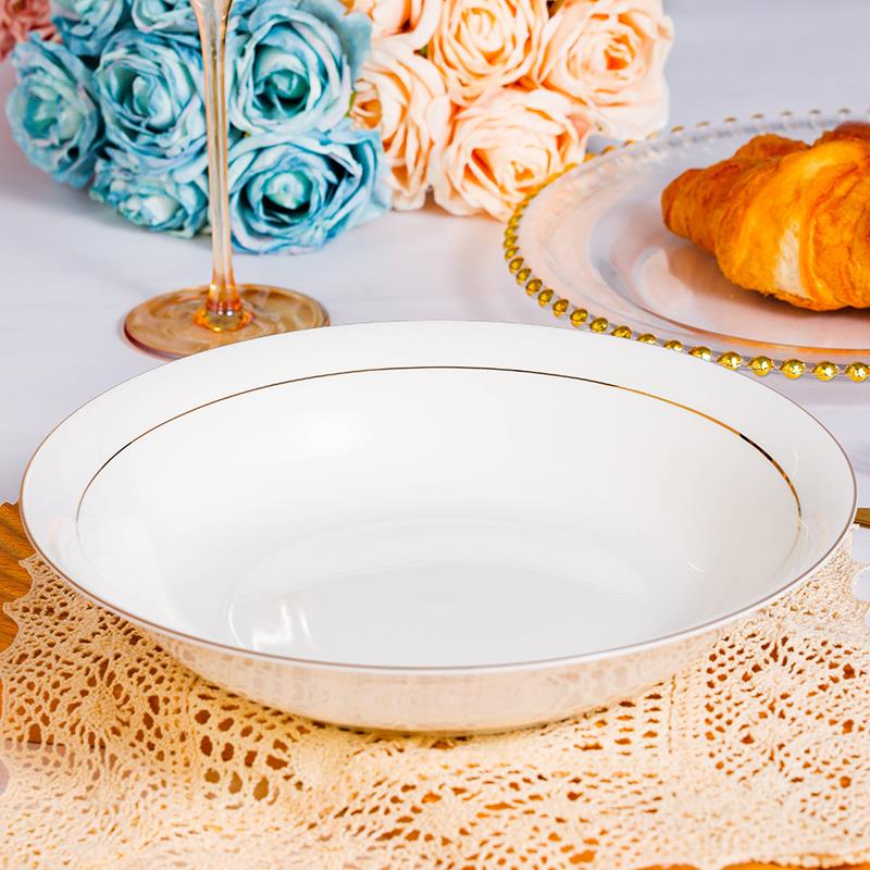 唐山骨瓷大盘子家用大号汤盘10寸盘子大盘鸡专用盘子高级感深盘