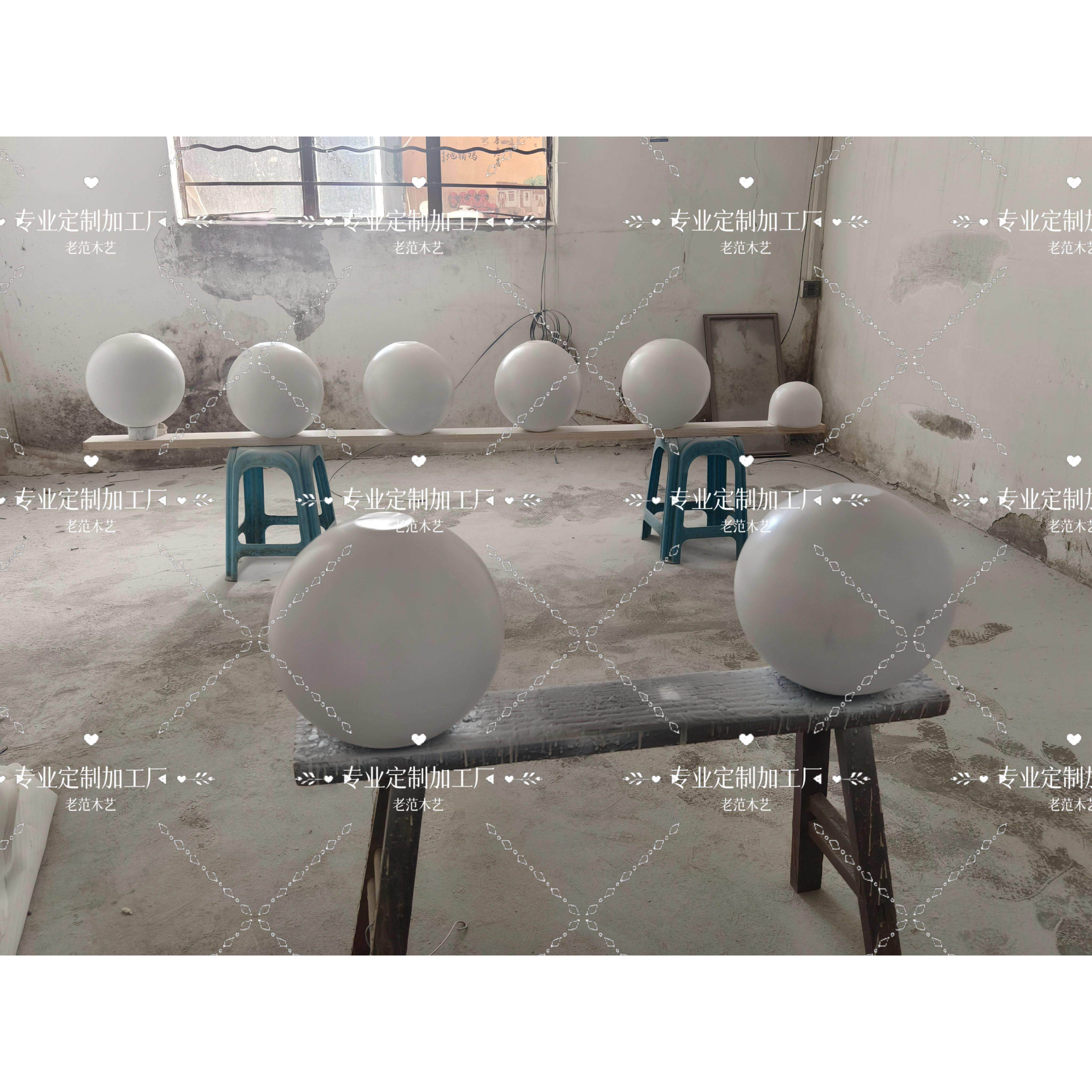 实木几何支撑立柱圆球搭配装饰实木圆球多边体罗马柱雕刻木圆球