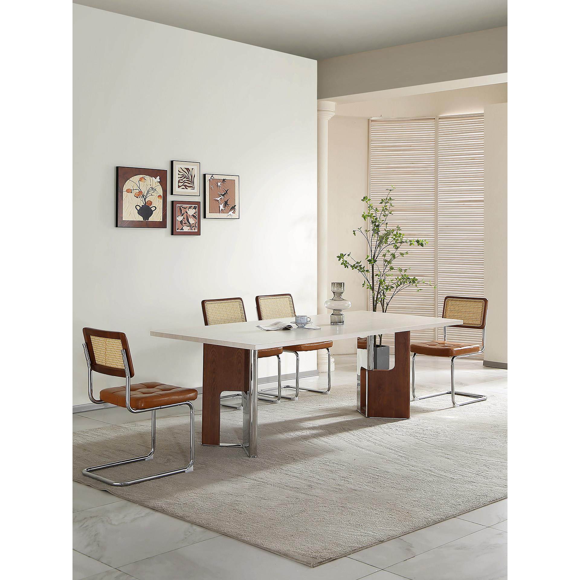 包豪斯德利丰洞石岩板餐桌椅实木家用别墅中古风下挂长方形吃饭桌,住宅家具,岩板餐桌,淘宝优惠券,粉丝福利购,淘宝优惠卷