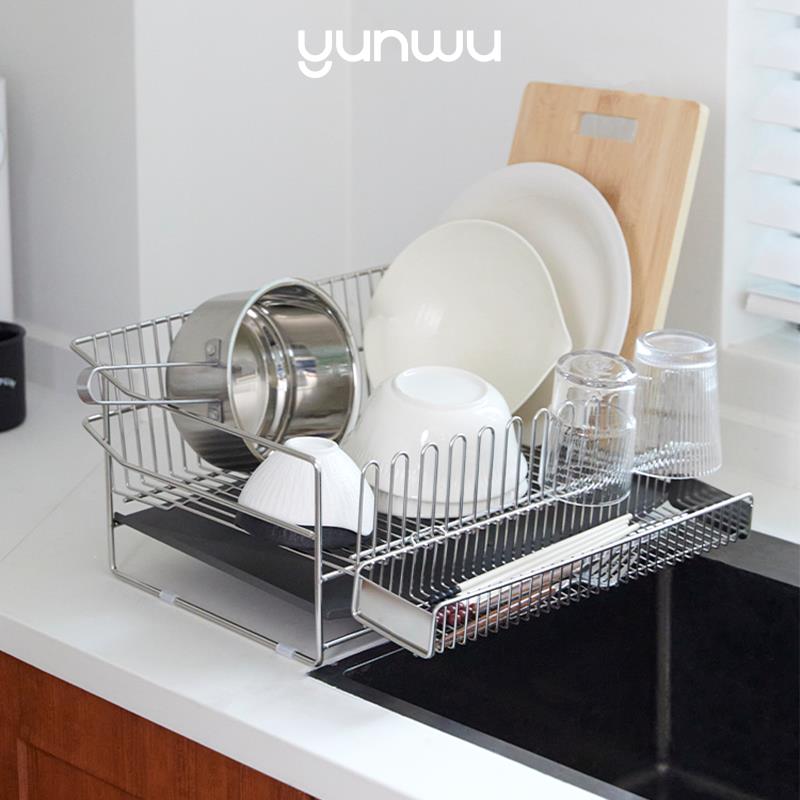 云物生活304不锈钢沥水架磨砂款边碗筷碗盘厨房碗碟架餐具晾碗架