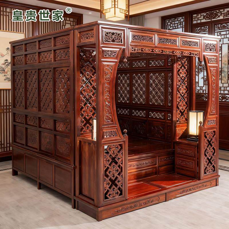 皇贵世家千工拔步床实木床架子床踏步床新中式宫廷床雕花家用古风
