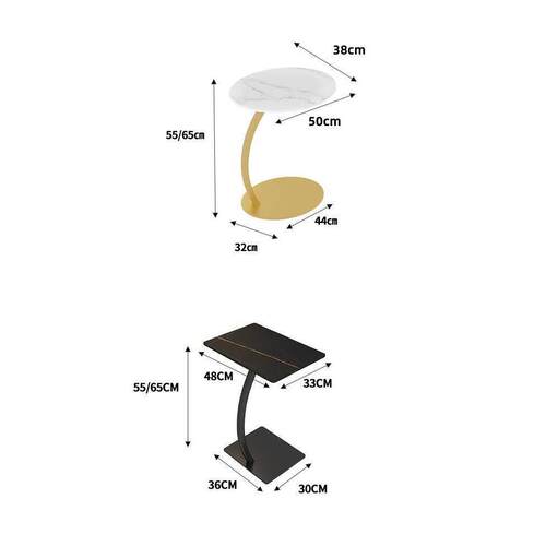 北欧轻奢岩板椭圆形沙发边几C型可移动小茶几现代简约创意角几桌