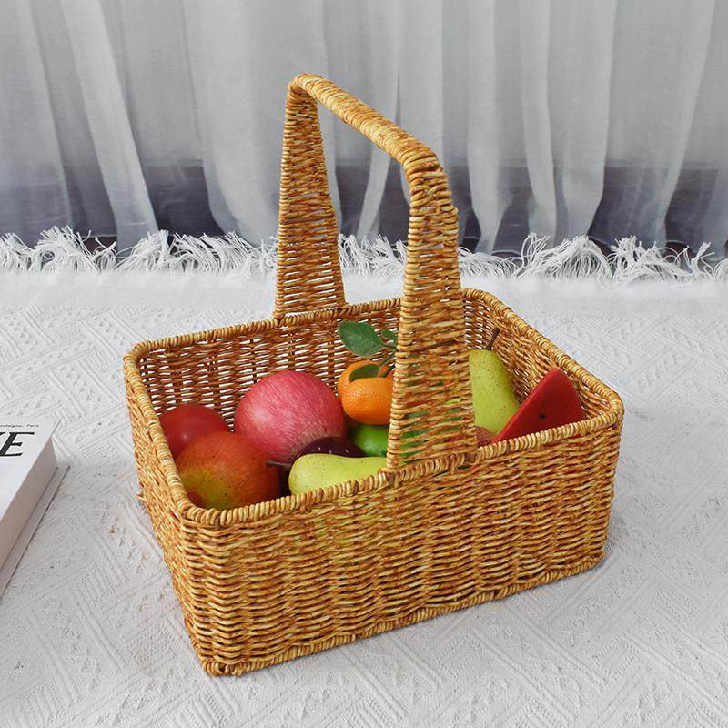 仿藤编织长方形客厅收纳提篮户外野餐篮水果礼品篮采摘果篮厨房筐,收纳整理,其他收纳篮,淘宝优惠券,粉丝福利购,淘宝优惠卷
