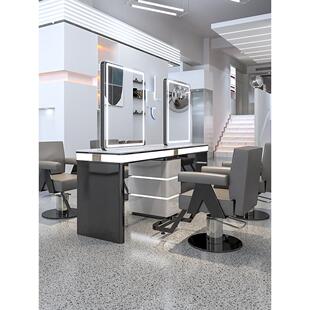 美发店镜台发廊专用网红不锈钢大理石美发镜子剪发烫染镜台化妆镜