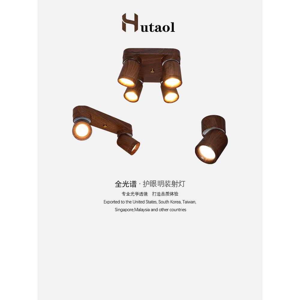 新中式胡桃木天花板灯日式家用客厅餐厅射灯衣帽间过道原木风灯具