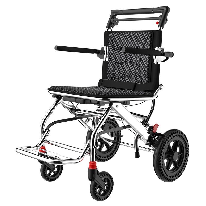 铝合金轮椅车折叠轻便小型老人专用旅行便携式简易老年手推代步车
