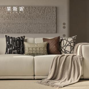 ins现代简约风轻奢抱枕沙发客厅高级感咖棉麻民宿抱枕靠枕套靠垫