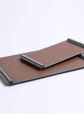 现代简约棕色灰色金属皮质方形托 托盘样板间样品屋展示中心客厅
