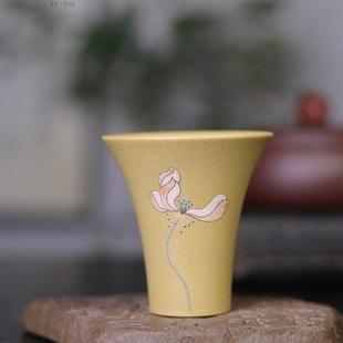 宜悦紫砂闻香杯主人杯茶杯可养原矿手工泥绘莲蓬聚香杯品茗杯小杯