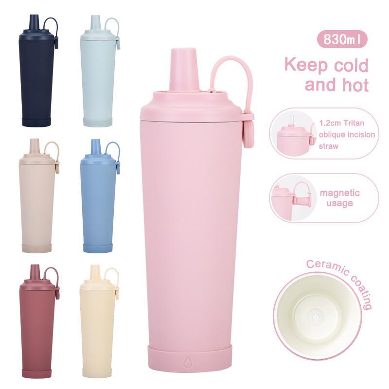 新的830ml陶瓷涂层衬垫，可以吸收珍珠，便携式磁性手柄保温杯，