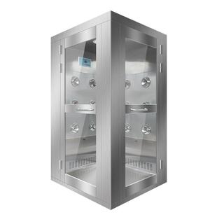 转角风淋室不锈钢单人双吹货淋通道无尘车间工厂用直进侧出风淋门