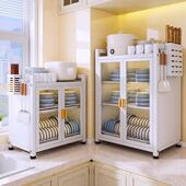 厨房碗盘柜碗碟收纳层架家用放碗盘筷多功能防尘碗架沥水架台面置