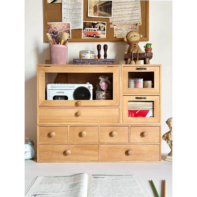 阳光明媚的一天杂货店多网格办公室办公桌杂项存储箱木制抽屉型化