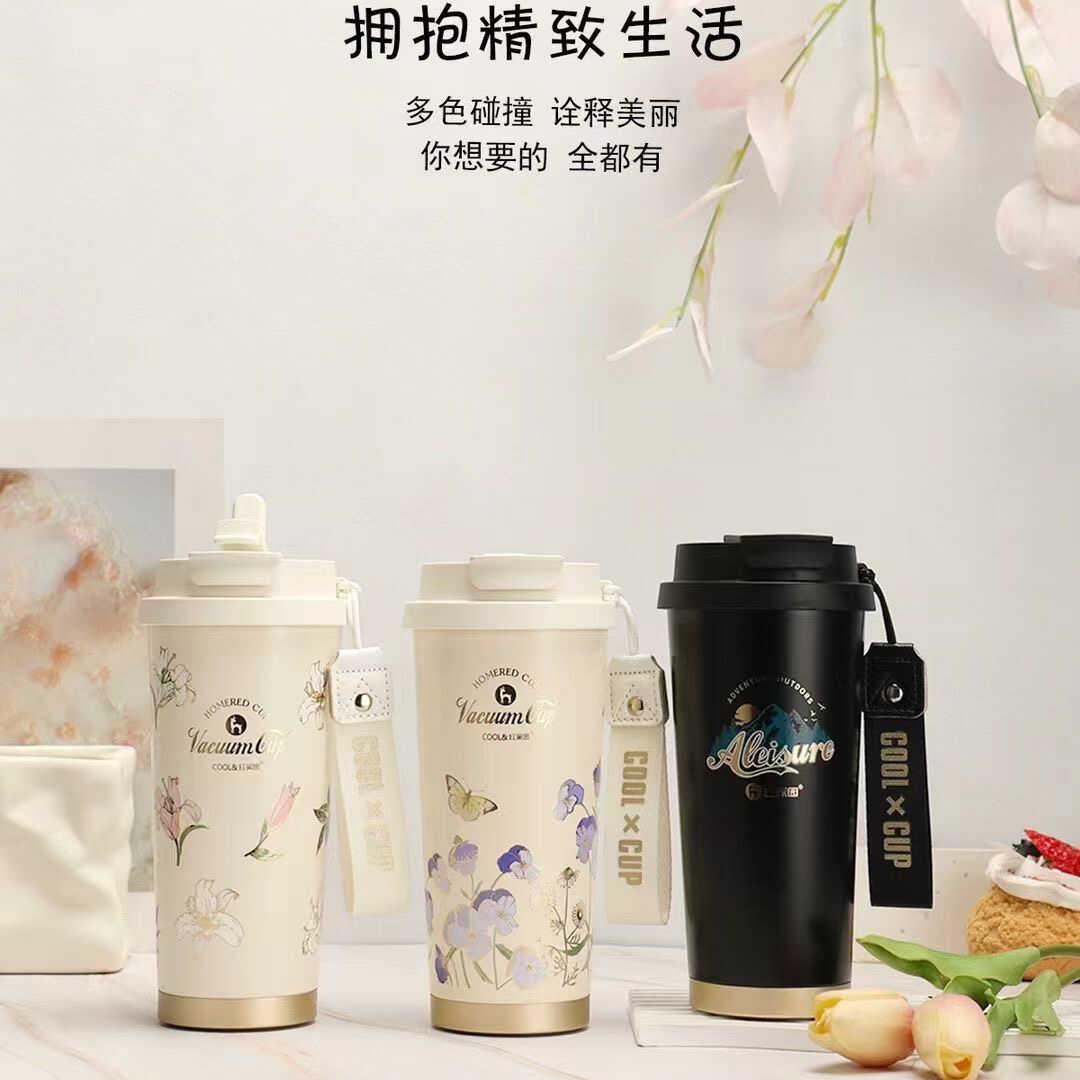 红家园保温杯女霸王茶姬高颜值大容量双饮水杯男商务运动咖啡杯子