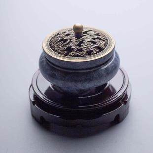 纯铜香炉室内三足彷古茶道金莲祥云香薰炉香道摆件供佛檀香盘香炉