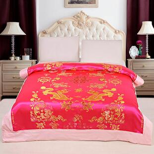 2023新款丝绸织锦缎婚庆被套大红绿软锻被面子绸缎被罩结婚喜被套