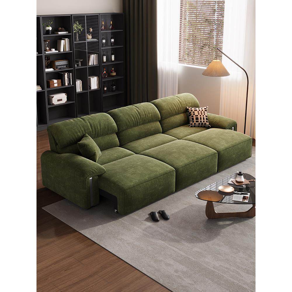 顾菲意式覆古电动沙发客厅现代雪尼尔可伸缩多功能一体两用沙发床