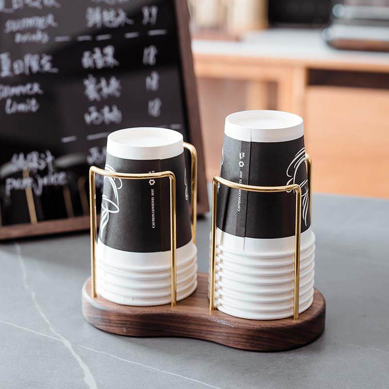 实木一次性杯架高档纸杯架取杯架办公室取杯器桌面收纳水杯置物架