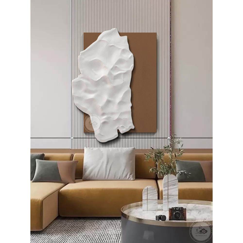 现代简约3D立体雕刻砂岩玄关装饰画发光led灯画竖幅走廊过道挂画