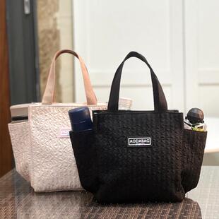 新款男士保温便当盒袋布艺时尚吃饭围兜饭盒手提包上班午餐袋带饭