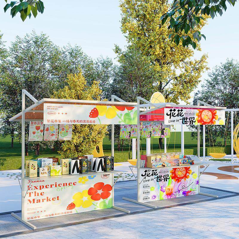 网红夜市摊位架集市移动摆摊桌地摊促销架子商场活动小吃车展示架