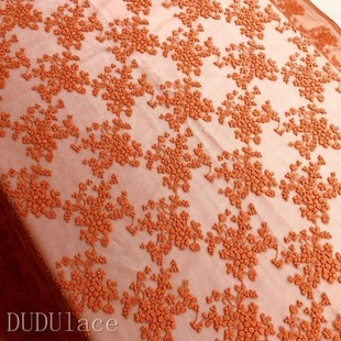 透明网纱棉线刺绣水溶蕾丝布料黄色小碎花边台桌饰品窗帘服装 面料