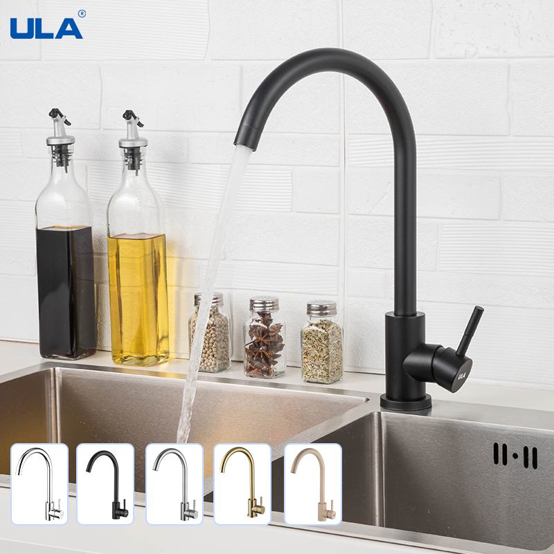 ULA Black Gold Kitchen Faucet Stainless Steel 360 Rotate Fau