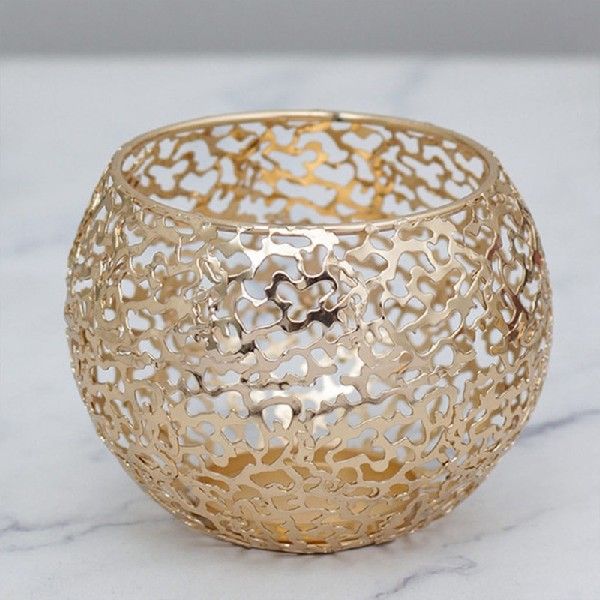 Beautiful Golden Lantern Candle Holder Hollow Geometric