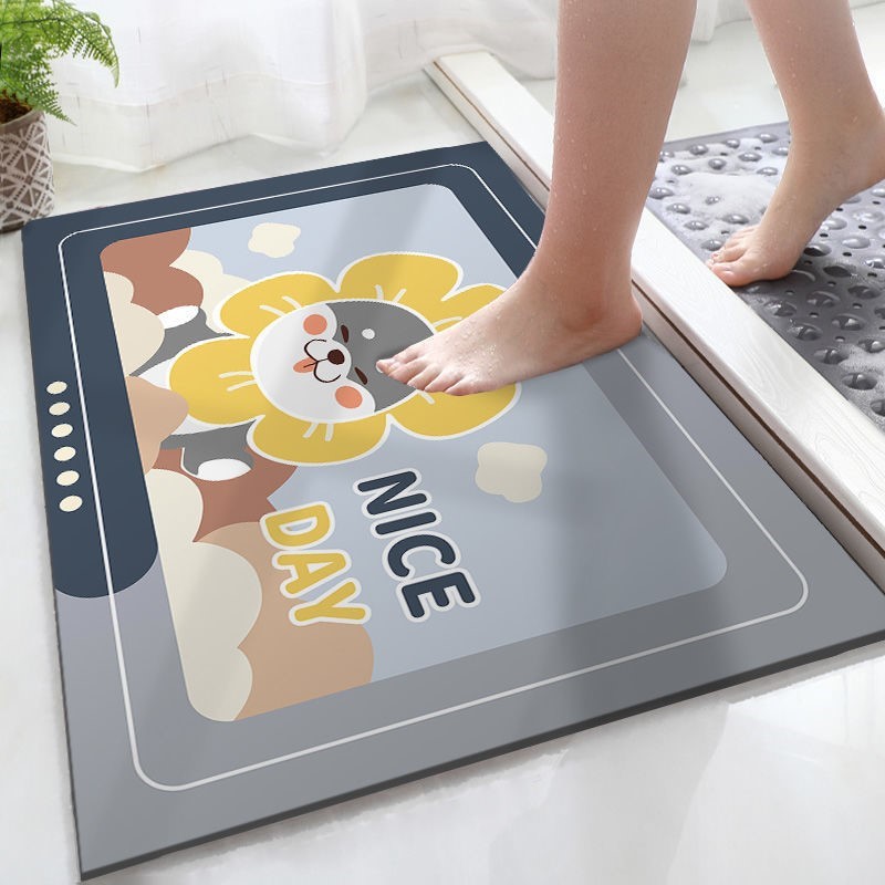 洗手间地垫吸水速干耐脏浴室地毯化妆室脚垫厕所门垫矽藻泥软垫