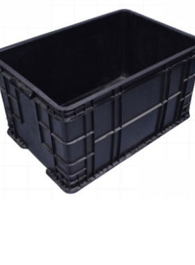 越越尚黑色周转箱650*440*350mm长方形塑料零件盒子方盘带盖子物