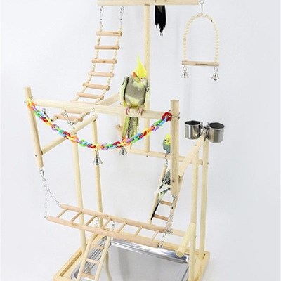 Wood Parrot Playground Bird Playstand Perchers Cockatiel